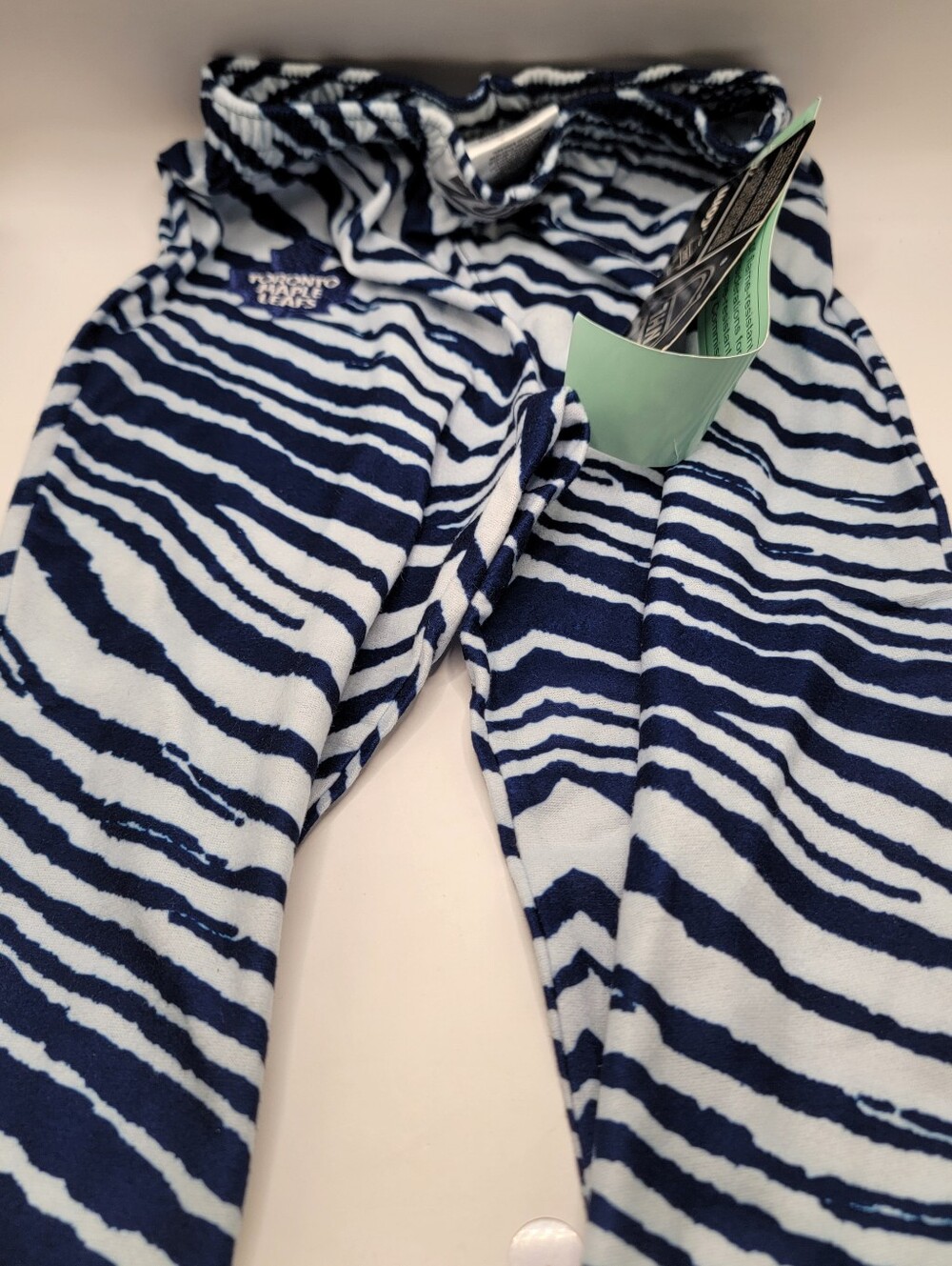 Kids Navy Zebra-Print Fleece Leggings Toronto Maple Leafs